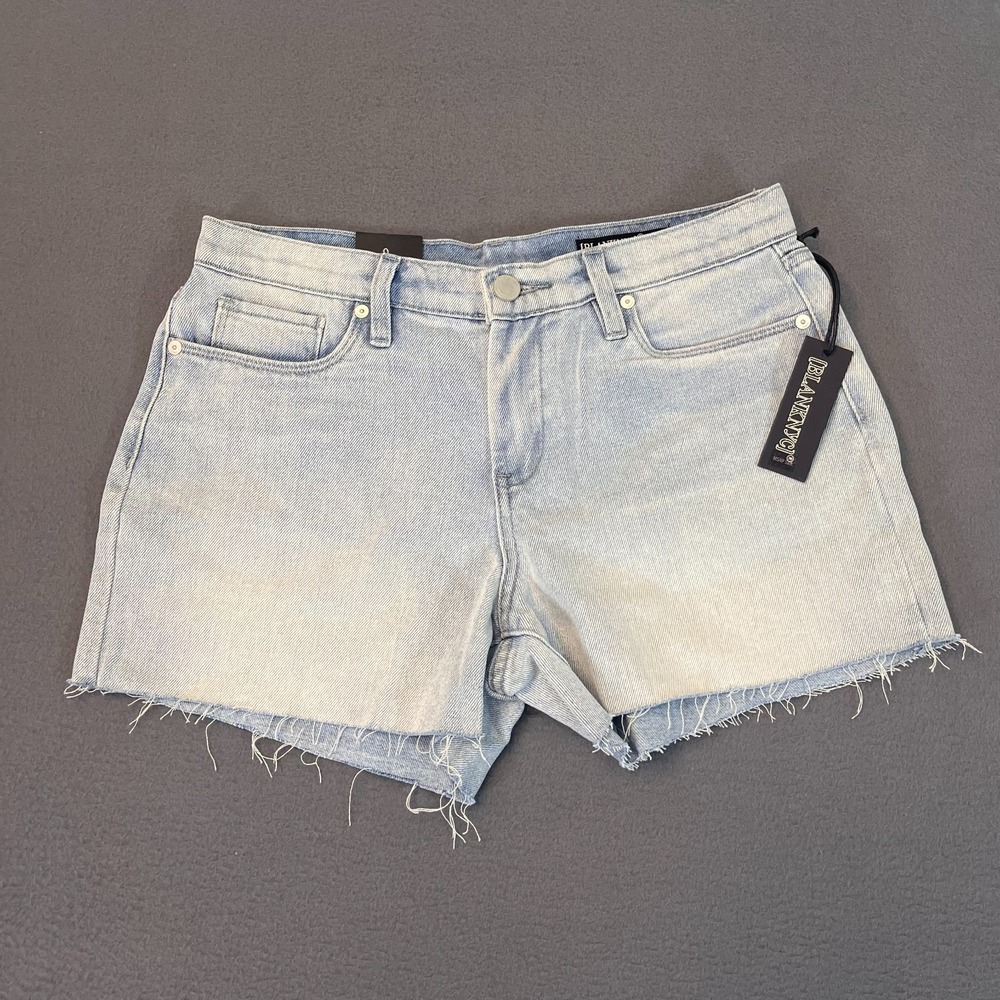 BLANKNYC The Fulton Women Roll Up Jean Short Sz 28 Blue Denim Raw Hem Anthro NWT